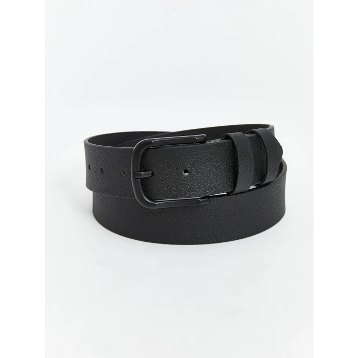 LCW ACCESSORIES Siyah Deri Görünümlü Erkek Kemer
