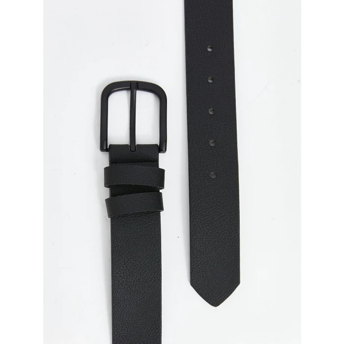 LCW ACCESSORIES Siyah Deri Görünümlü Erkek Kemer