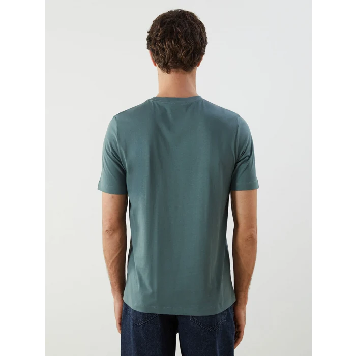 LCWAIKIKI Basic Yeşil Bisiklet Yaka Penye Erkek Tişört