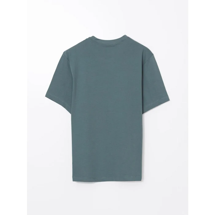 LCWAIKIKI Basic Yeşil Bisiklet Yaka Penye Erkek Tişört