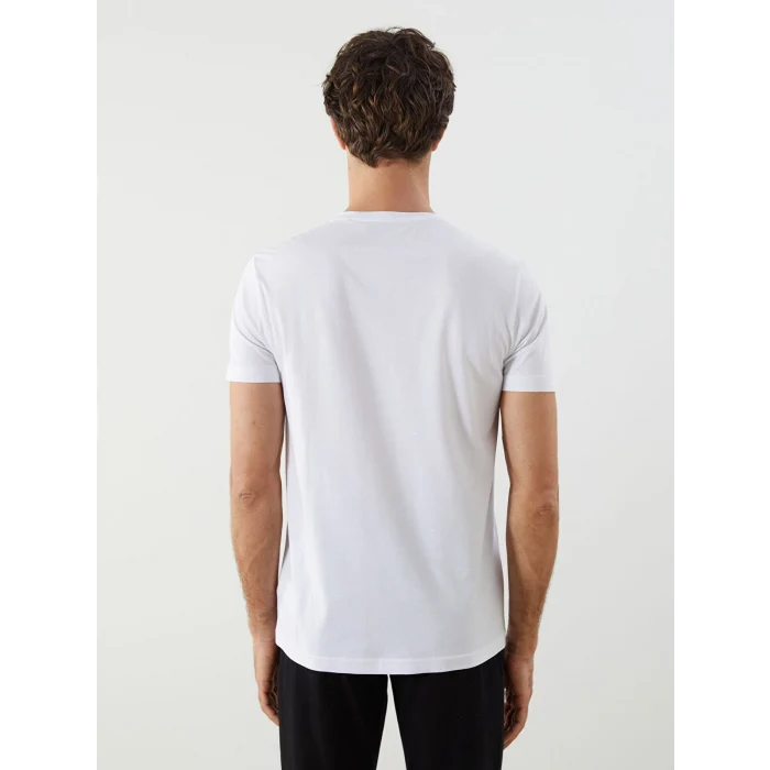 LCWAIKIKI Classic Beyaz V Yaka Kısa Kollu Penye Erkek Tişört