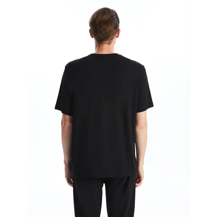 LCWAIKIKI Basic Siyah Bisiklet Yaka Penye Erkek Tişört