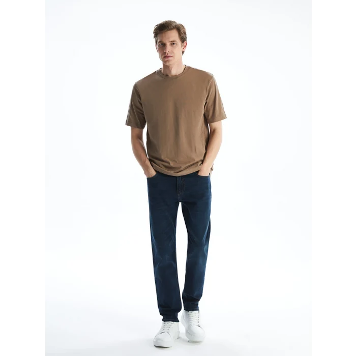 LCWAIKIKI Basic Kahverengi Bisiklet Yaka Penye Erkek Tişört