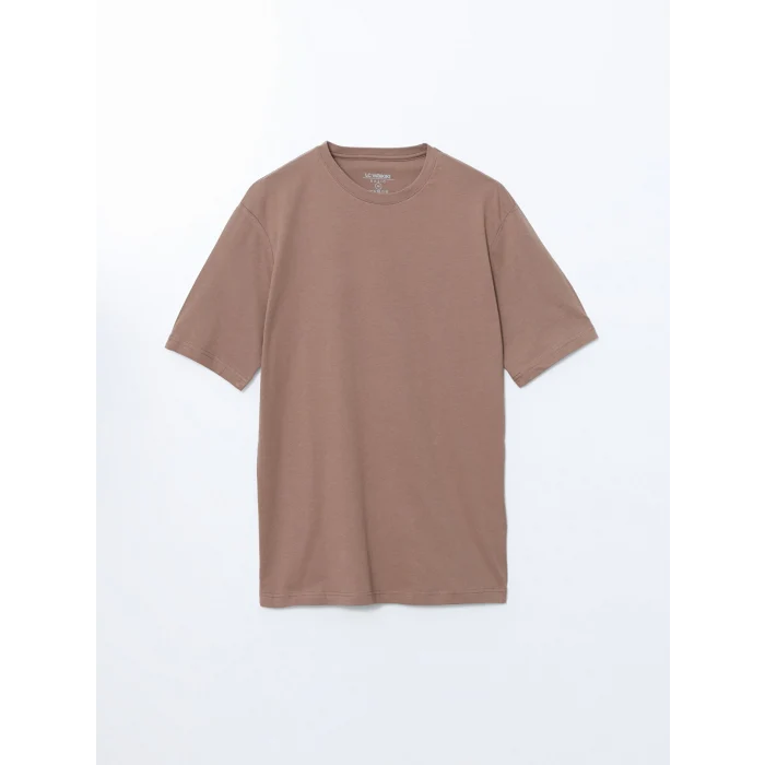 LCWAIKIKI Basic Kahverengi Bisiklet Yaka Penye Erkek Tişört