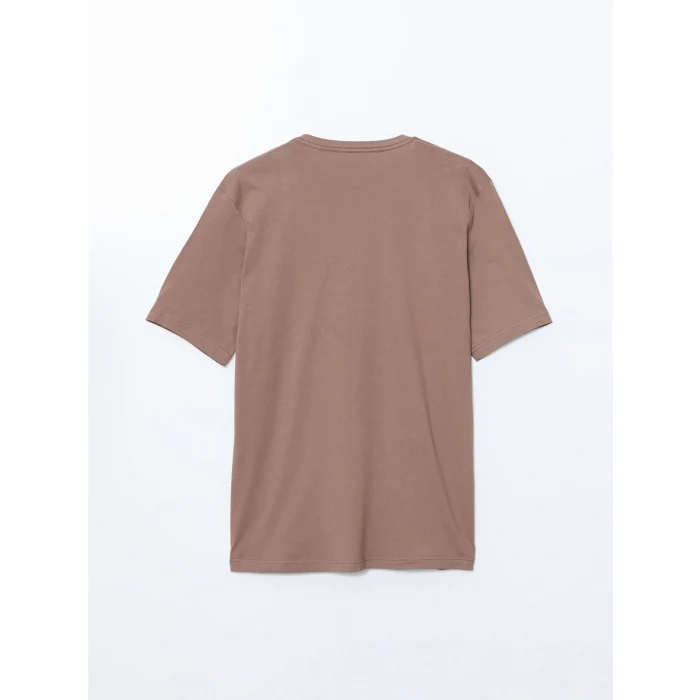 LCWAIKIKI Basic Kahverengi Bisiklet Yaka Penye Erkek Tişört