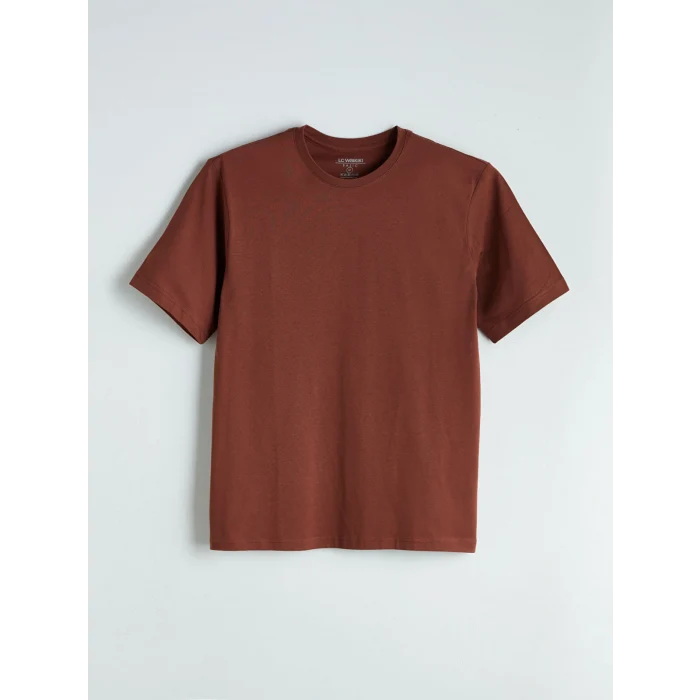 LCWAIKIKI Basic Kahverengi Bisiklet Yaka Penye Erkek Tişört