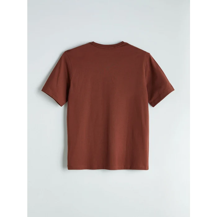 LCWAIKIKI Basic Kahverengi Bisiklet Yaka Penye Erkek Tişört