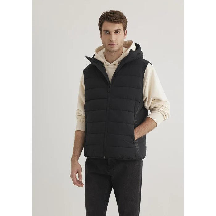 Mavi 0110554-900 Mavi Jeans Detaylı Kapüşonlu Siyah Şişme Yelek