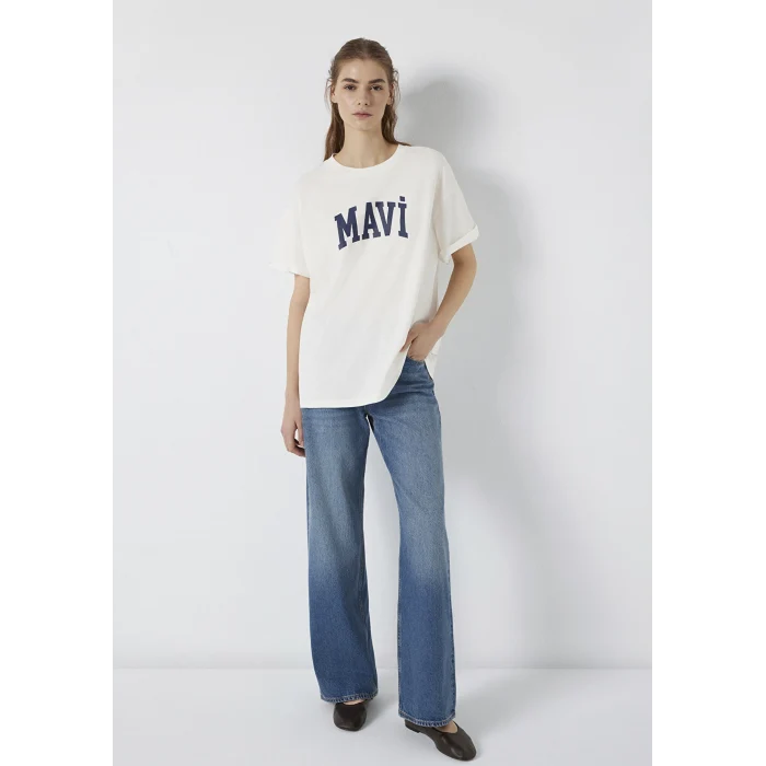 Mavi 1600843-81964 Mavi Logo Ekru Tişört