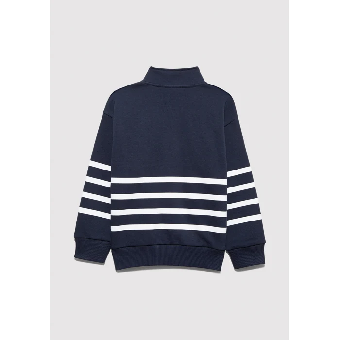 Mavi 6S10067-82318 Yarı Fermuarlı Çizgili Sweatshirt