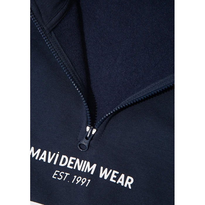 Mavi 6S10067-82318 Yarı Fermuarlı Çizgili Sweatshirt