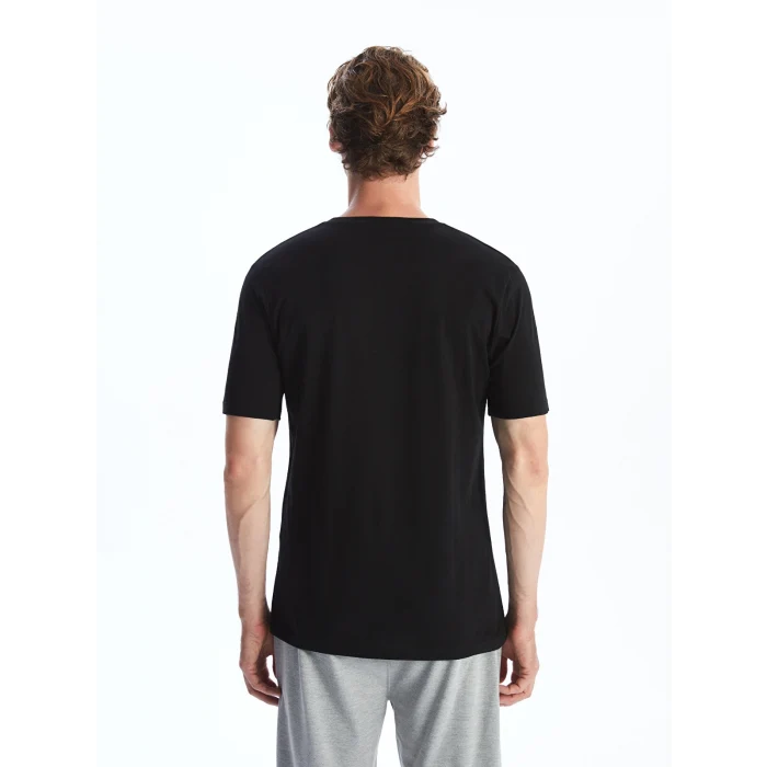 LCWAIKIKI Classic Siyah V Yaka Kısa Kollu Penye Erkek Tişört