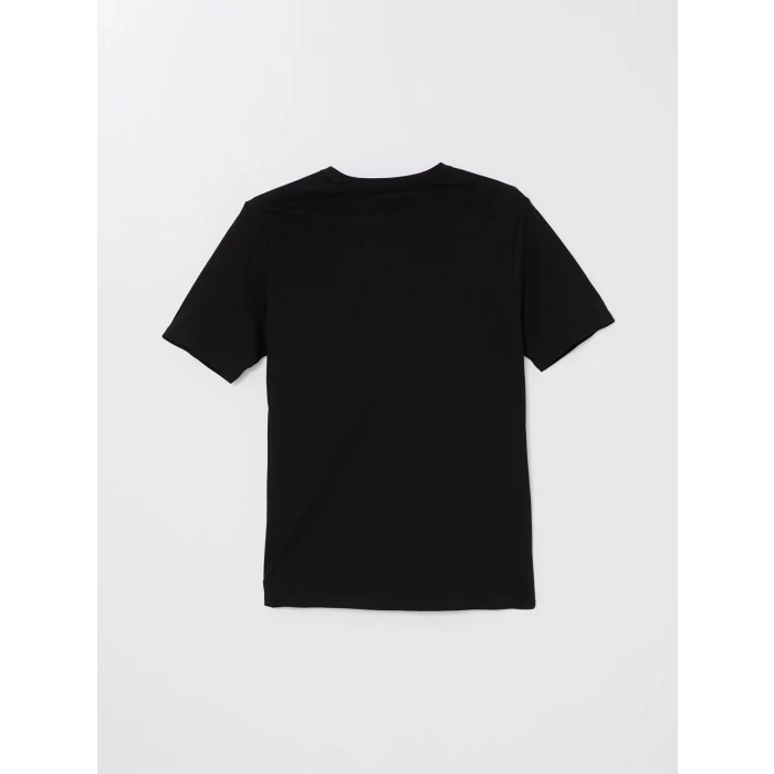 LCWAIKIKI Classic Siyah V Yaka Kısa Kollu Penye Erkek Tişört