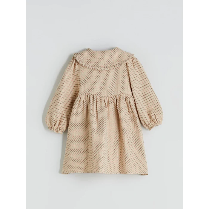LCW baby Bej Bebe Yaka Müslin Kız Bebek Elbise