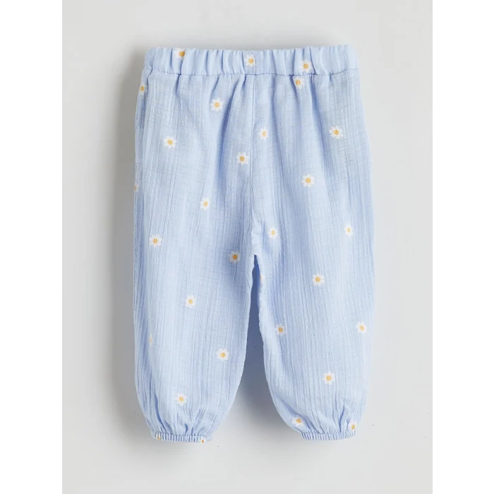 LCW baby Mavi Çiçekli Kız Bebek Gömlek ve Pantolon