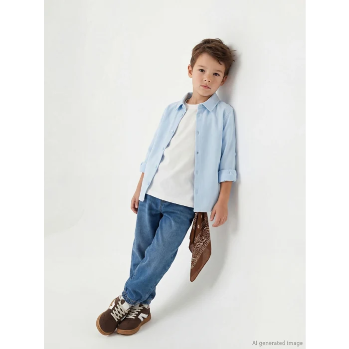 LCW Kids İndigo Beli Lastikli Erkek Çocuk Jean Pantolon