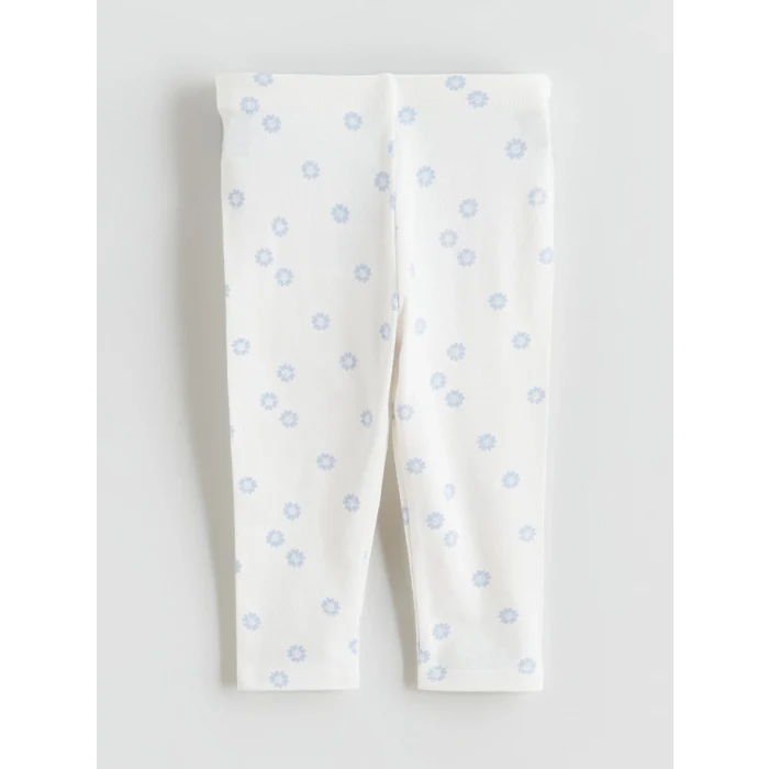 LCW baby Mavi Çiçek Nakışlı Kız Bebek Bluz ve Tayt