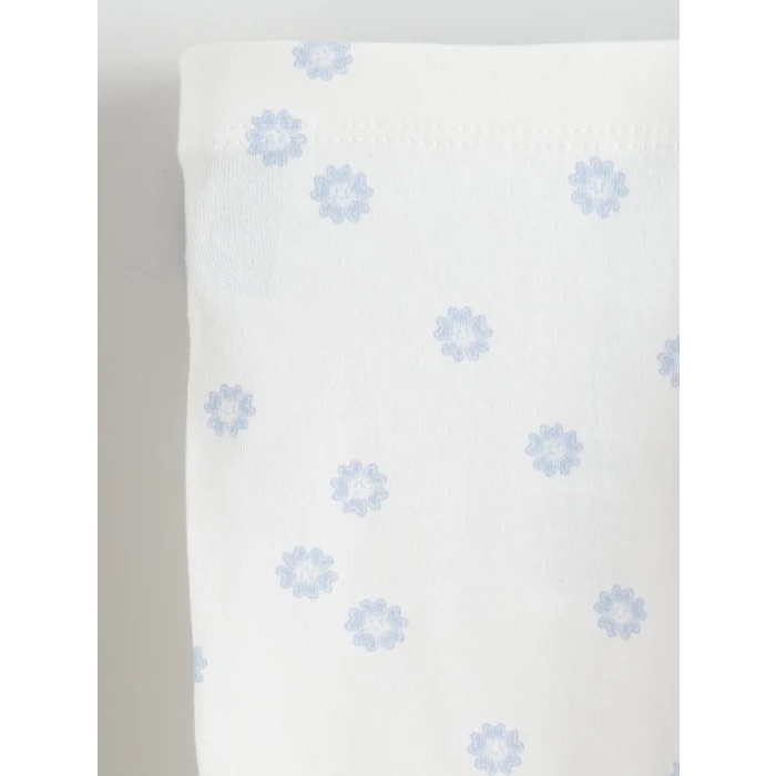 LCW baby Mavi Çiçek Nakışlı Kız Bebek Bluz ve Tayt