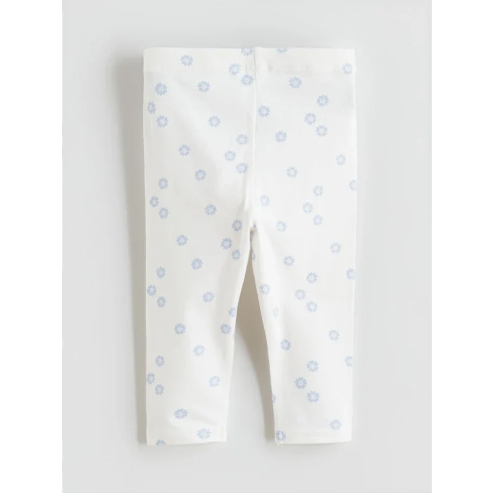 LCW baby Mavi Çiçek Nakışlı Kız Bebek Bluz ve Tayt