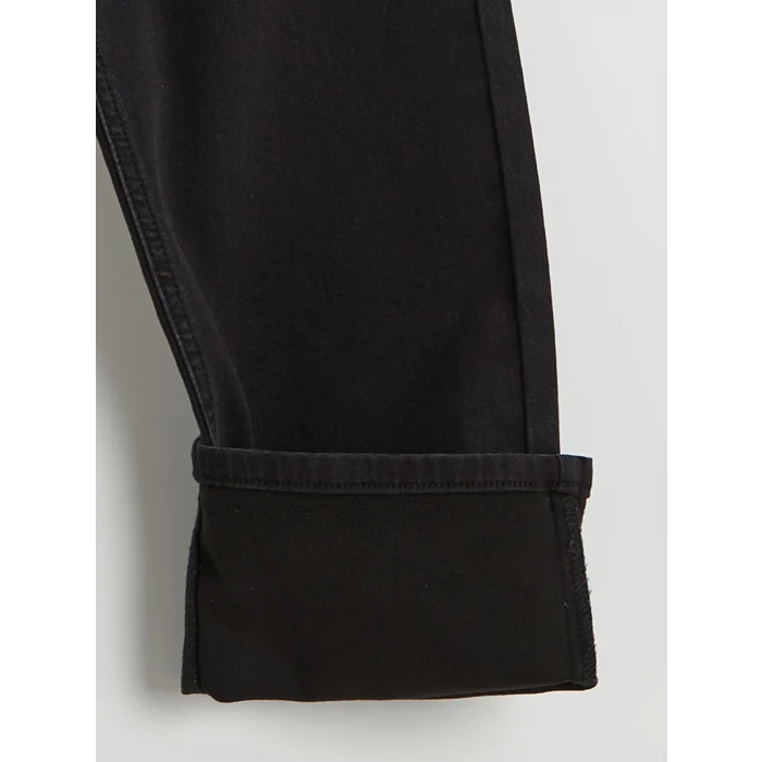 LCW Jeans Siyah 779 Regular Fit İçi Polarlı Kışlık Erkek Jean Pantolon