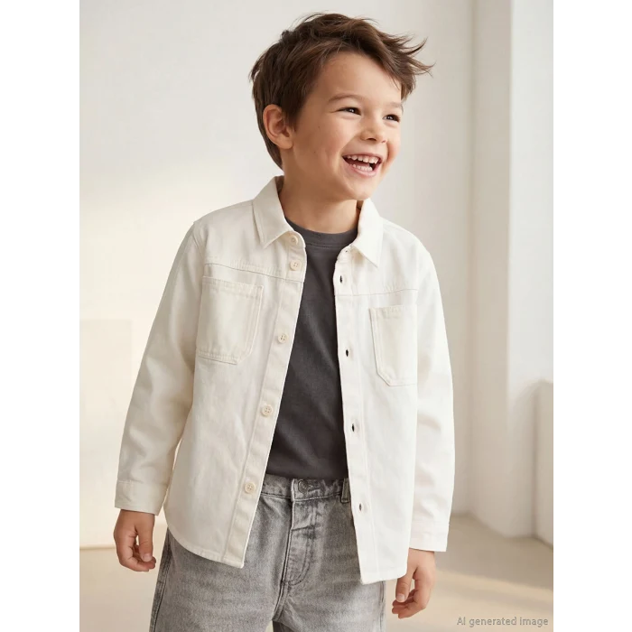 LCW Kids Bej Erkek Çocuk Basic Gabardin Gömlek