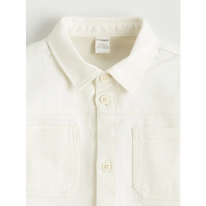 LCW Kids Bej Erkek Çocuk Basic Gabardin Gömlek