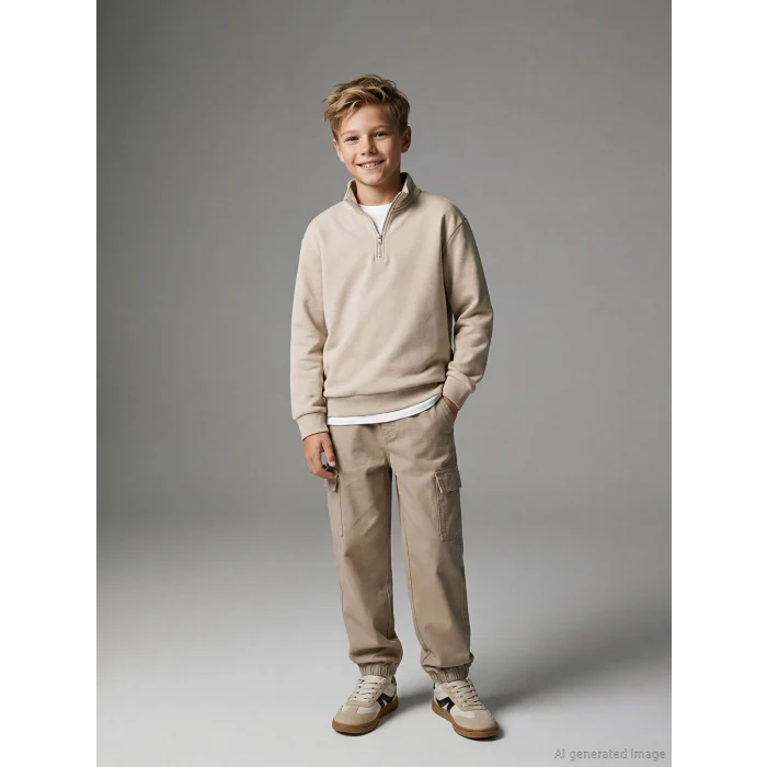 LCW Kids Bej Regular Fit Erkek Çocuk Jogger Pantolon