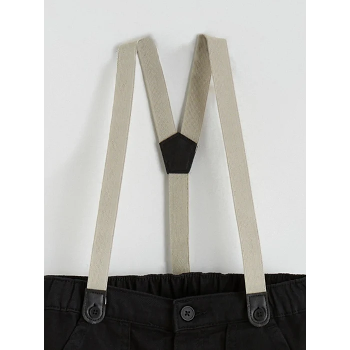 LCW Kids Siyah Beli Lastikli Askılı Erkek Çocuk Pantolon