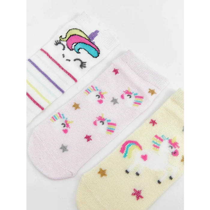 LCW Kids Ekru Desenli Kız Çocuk Patik Çorap 5li