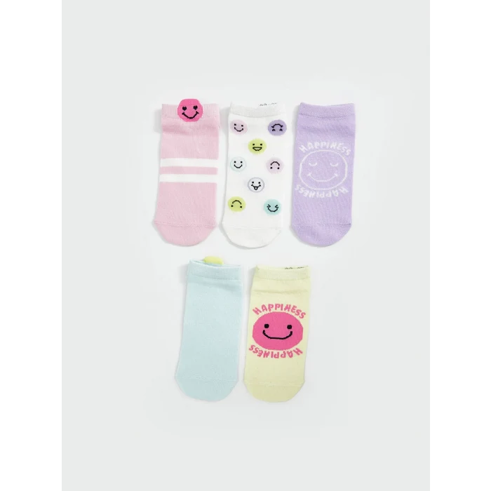 LCW Kids Pembe Desenli Kız Çocuk Patik Çorap 5li