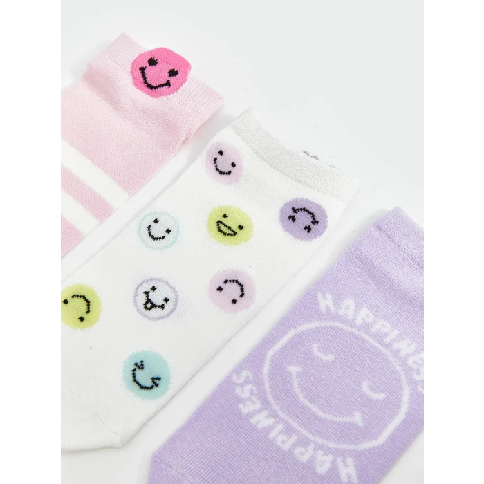 LCW Kids Pembe Desenli Kız Çocuk Patik Çorap 5li