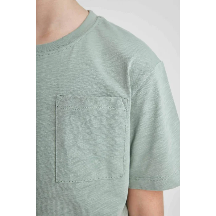 Defacto B6158A8KH434 Haki Erkek Çocuk Bisiklet Yaka Kısa Kollu Tişört