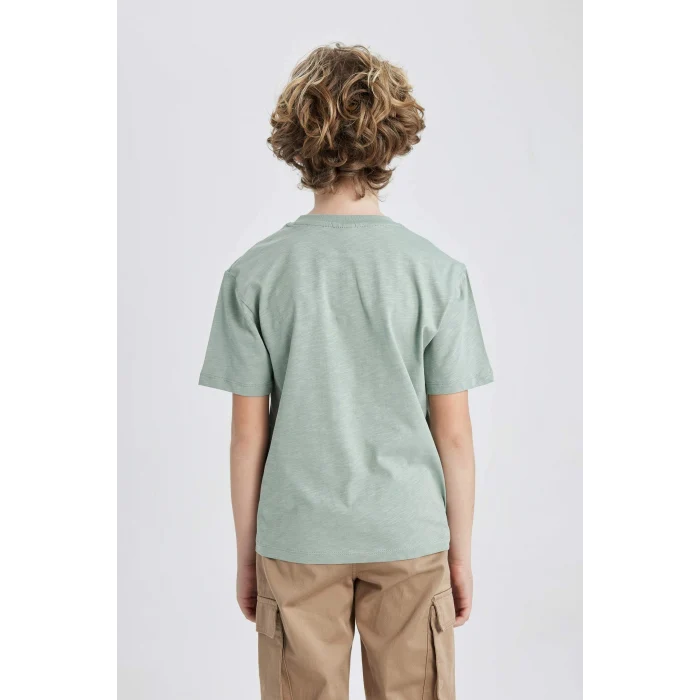 Defacto B6158A8KH434 Haki Erkek Çocuk Bisiklet Yaka Kısa Kollu Tişört