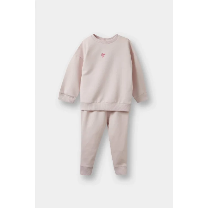 Defacto E8358A5PR306 Mor Kız Bebek Sweatshirt Kumaşı 2li Takım