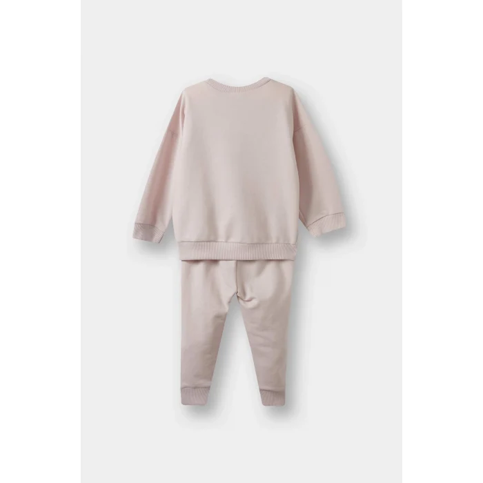 Defacto E8358A5PR306 Mor Kız Bebek Sweatshirt Kumaşı 2li Takım