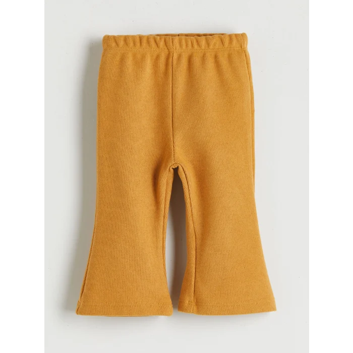 LCW baby Ekru Bebe Yaka Yumuşak Dokulu Kız Bebek Bluz ve Tayt Pantolon