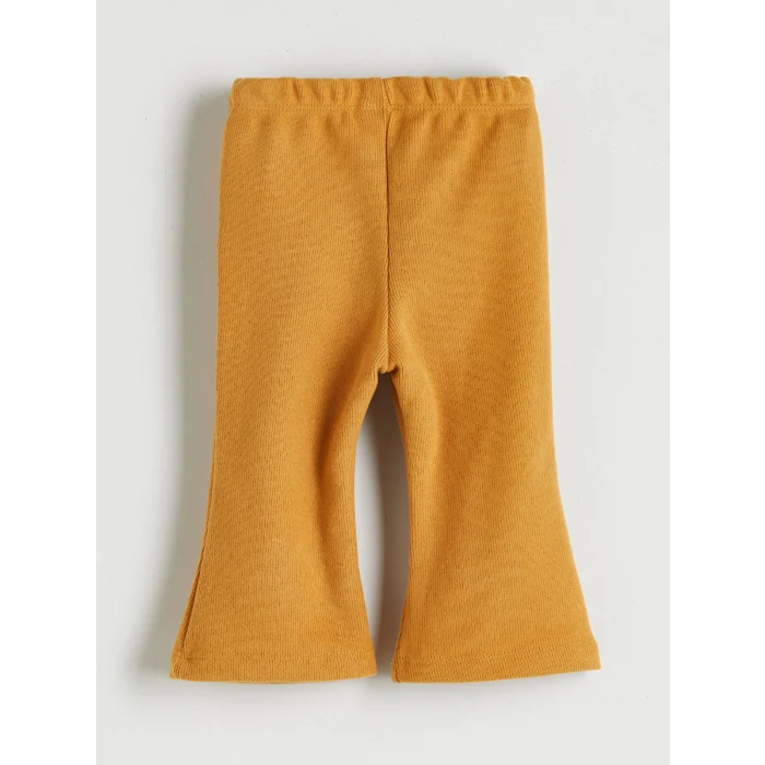 LCW baby Ekru Bebe Yaka Yumuşak Dokulu Kız Bebek Bluz ve Tayt Pantolon