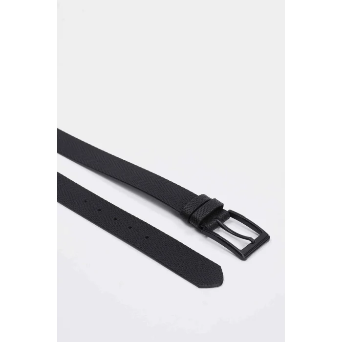 Defacto M4106AZBK23 Siyah Erkek Desenli Suni Deri Jean Kemeri