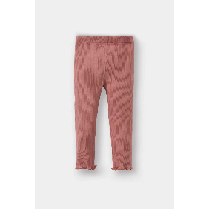 Defacto Y1122A2PN429 Pembe 2li Takım Çiçekli Uzun Kollu Fitilli Kaşkorse Tişört Tayt Kız Bebek