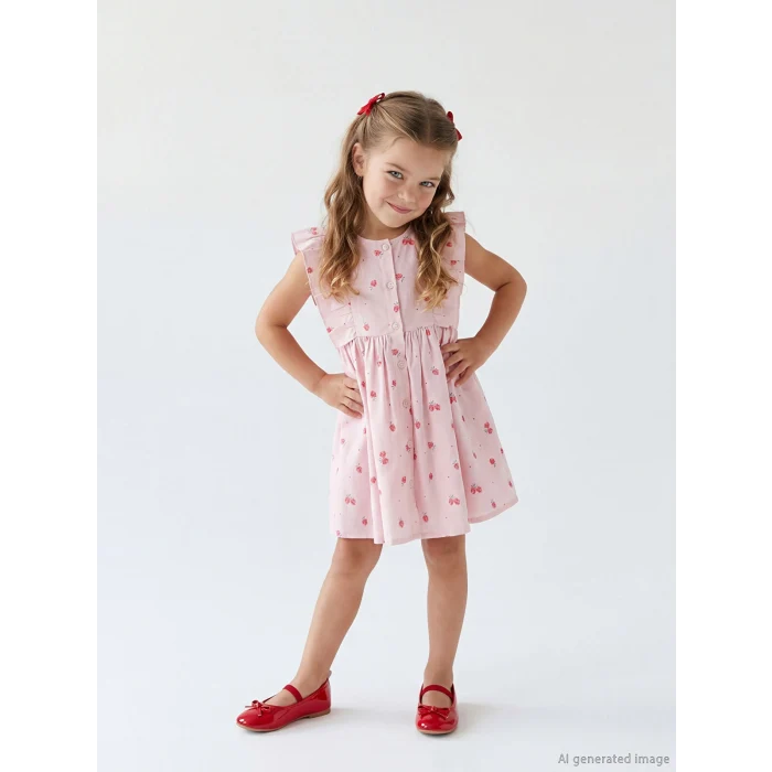 LCW Kids Pembe Çiçekli Kız Çocuk Elbise