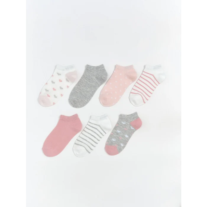 LCW Kids Ekru Desenli Kız Çocuk Patik Çorap 7li