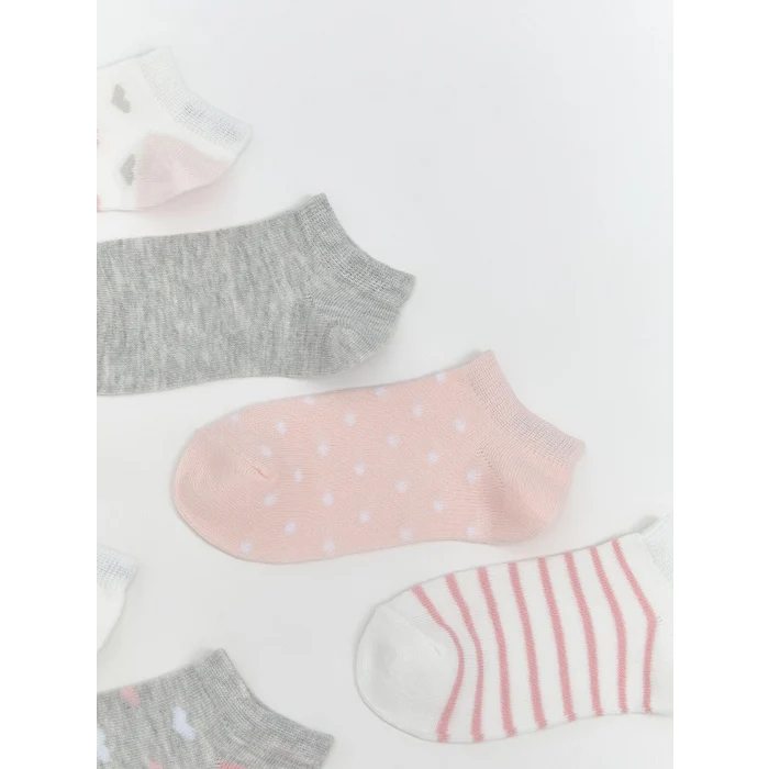 LCW Kids Ekru Desenli Kız Çocuk Patik Çorap 7li