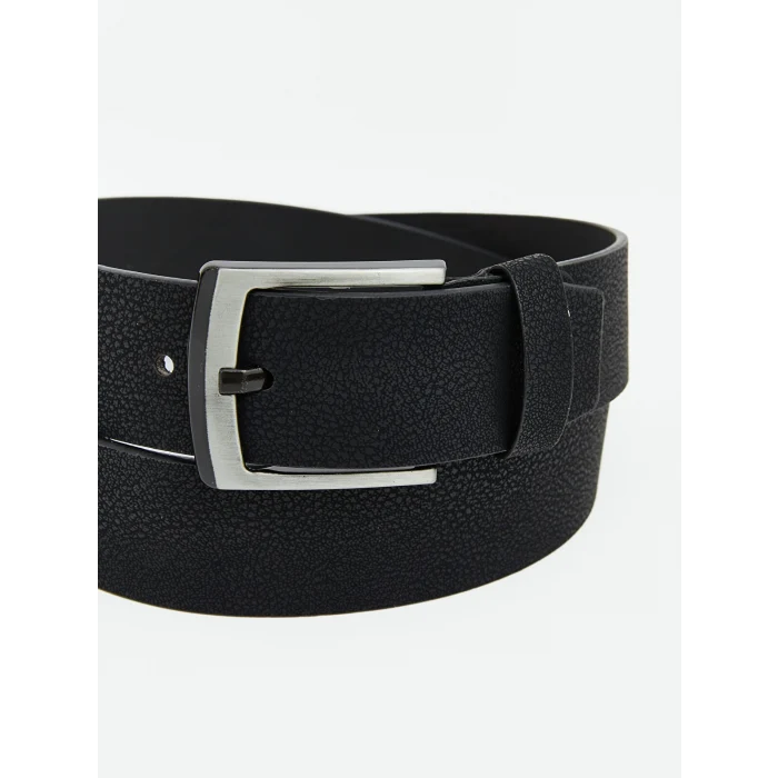 LCW ACCESSORIES Siyah Deri Görünümlü Erkek Kemer