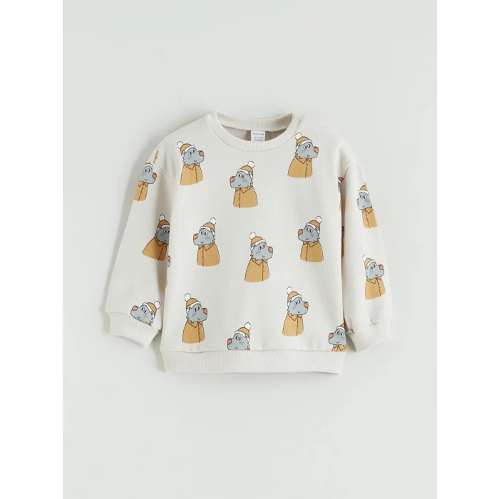 LCW baby Bej Baskılı Erkek Bebek Sweatshirt ve Pantolon