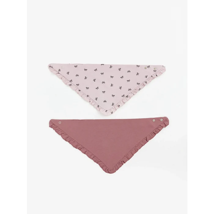 LCW baby Pembe Baskılı Kız Bebek Mama Önlüğü 2li