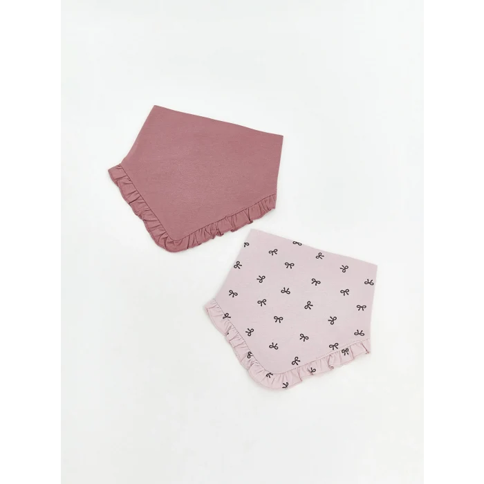 LCW baby Pembe Baskılı Kız Bebek Mama Önlüğü 2li