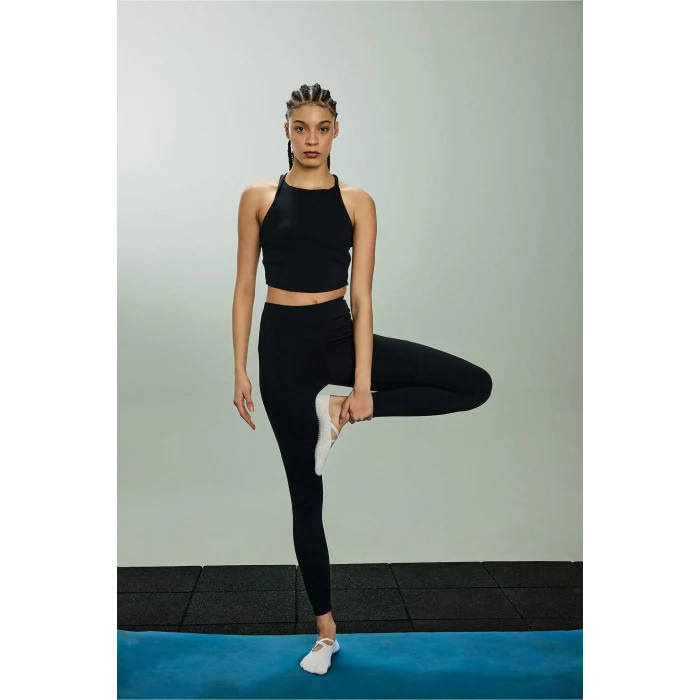Defacto Z0817AZBK81 Siyah Siyah Toparlayıcı Yüksek Bel Şekillendirici Esnek Sporcu Tayt