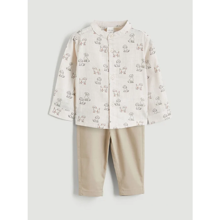 LCW baby Ekru Hakim Yaka Erkek Bebek Gömlek ve Pantolon