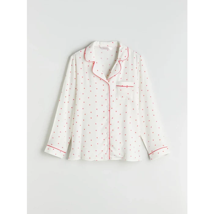 LCW DREAM Ekru Gömlek Yaka Baskılı Kadın Pijama Takımı