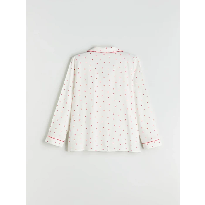 LCW DREAM Ekru Gömlek Yaka Baskılı Kadın Pijama Takımı